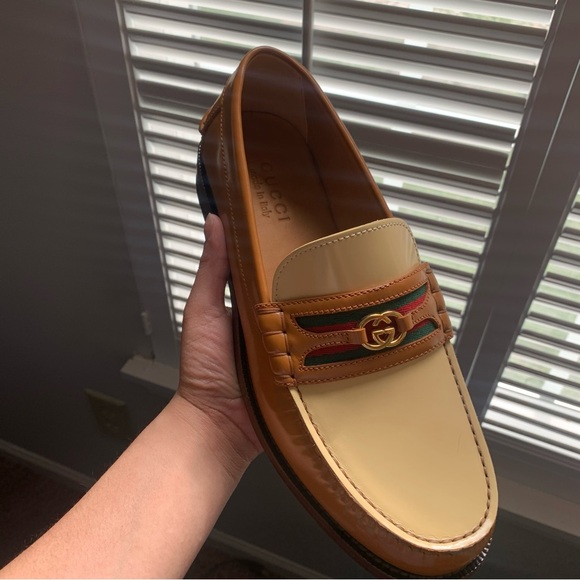 Men Gucci Interlocking G two-tone loafers SZ 7 - Picture 9 of 9